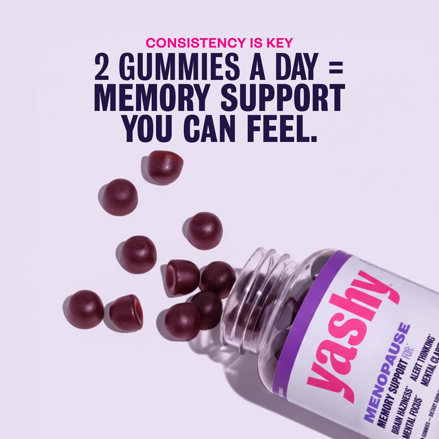 Menopause Memory Support Gummies | Improve Memory & Focus, Stay Alert, & Mentally Present | 30 Servings | Delicious Raspberry Pomegranate Flavor | L-Theanine & Lions Mane