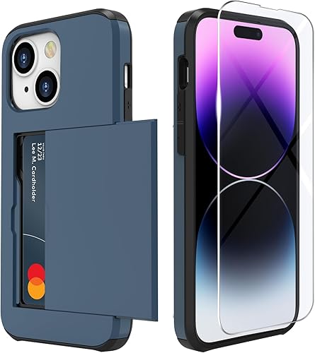 ZUSLAB Funda con ranura para tarjetero compatible con Apple iPhone 15 de 6.1 pulgadas 2023, funda tipo cartera para teléfono con 1 protector de