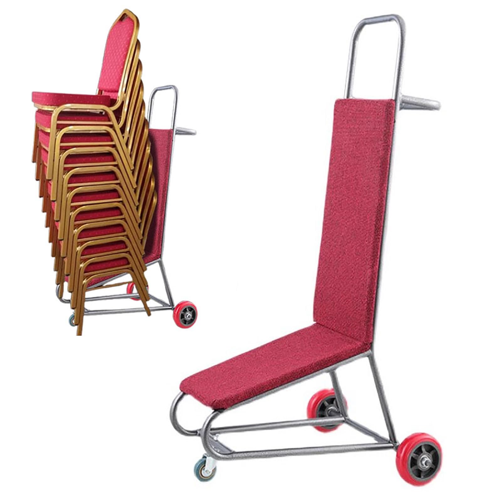 ERSINIAN Chair Dolly for Stackable Chairs - Mobile Transport Cart with Wheels for Wedding and Church, Rolling Storage Trolley for 10 Chairs