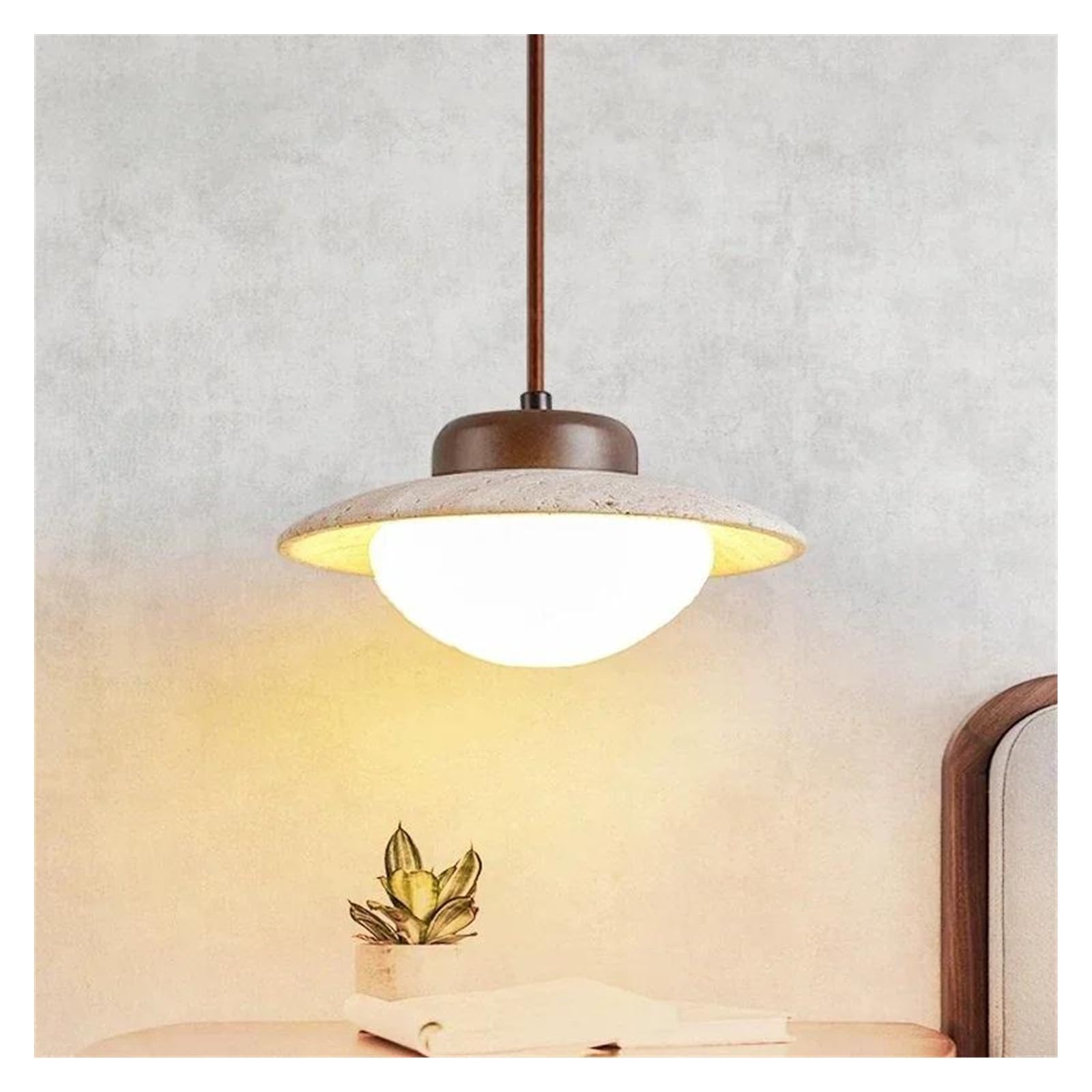 Lampe suspendue LED en bois massif pour éclairage d'ambiance
