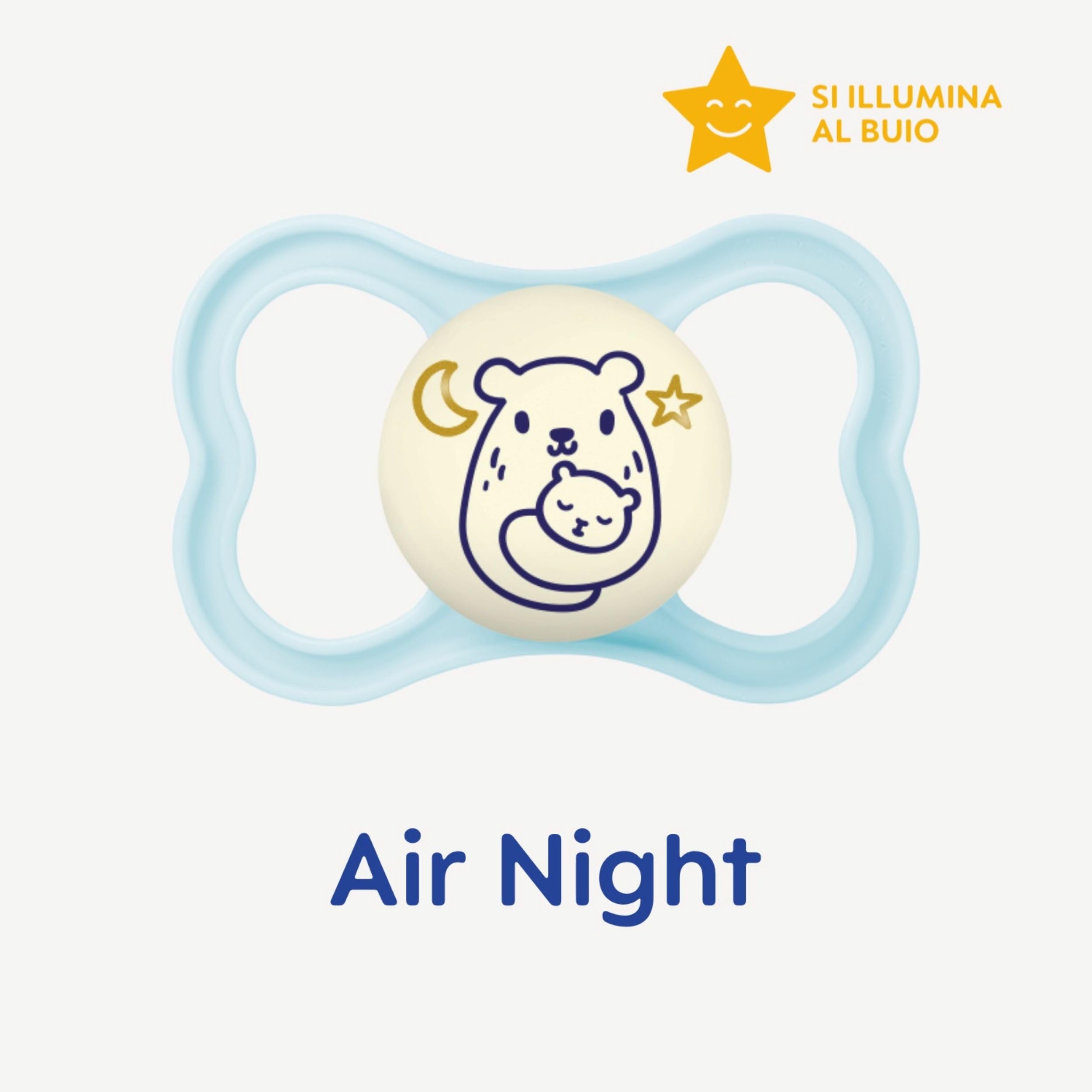 MAM Air Night Succhietto 6-16 Mesi (Set da 2), Ciuccio MAM 6-16 mesi che si illumina al buio per pelli sensibili, Kit da 2 accessori neonato con tettarella in silicone e porta ciuccio, Azzurro/Verde - 4
