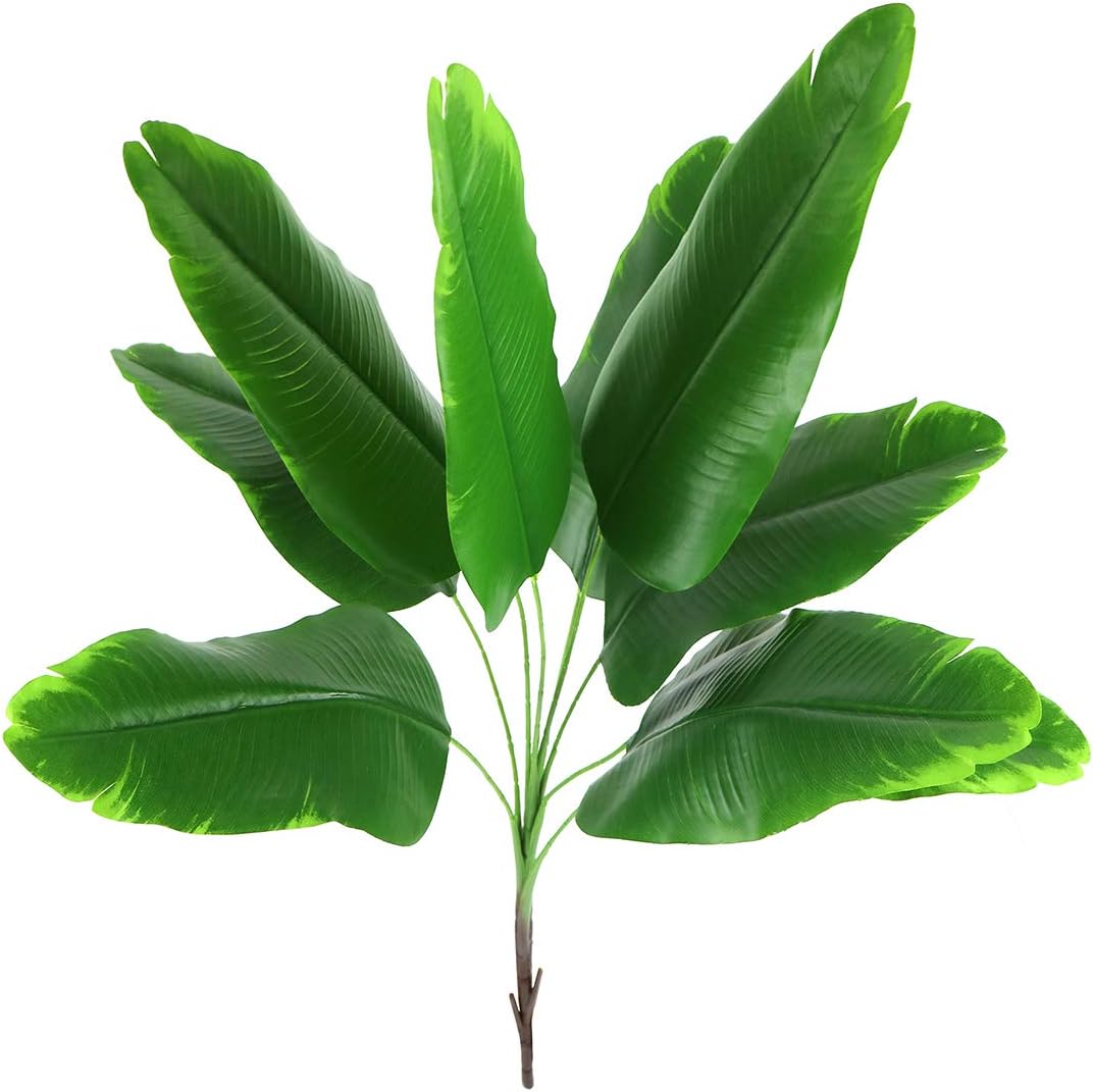 Bird Fiy Artificial Plant Fake Banana Tree Leaves with Stems Faux Palm Tree Imitation Frond Artificial Leaf Tropical Plants Greenery Floral Arrangement Hawaiian Luau Jungle Beach Wedding Party