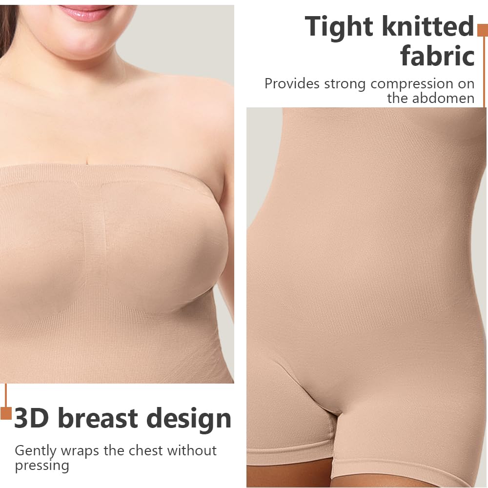 YUROUCIO Body Mujer Shapewear Sin Tirantes Reductora Barriga Moldeadora Bodysuit de Tubo Adelgazante Pantalones Body Shaper Control de Abdomen Faja Bandeau Colombianas Shorts Corsé Sin Costuras