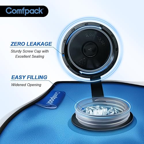 Vista 2 de Pequeña bolsa de hielo recargable para lesiones, bolsa de agua helada de viaje de 11.8 x 7.8 pulgadas con correa para terapia de frío, alivio