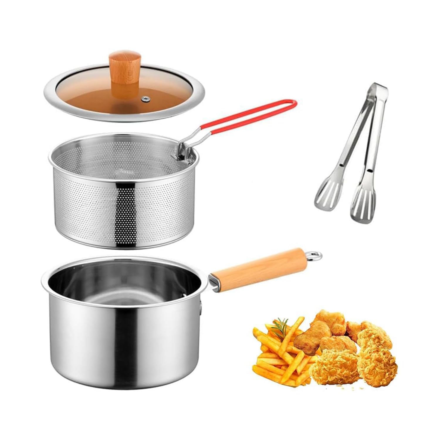 Amazon.com: Small Stainless Steel Deep Fryer Pot With Fry Basket