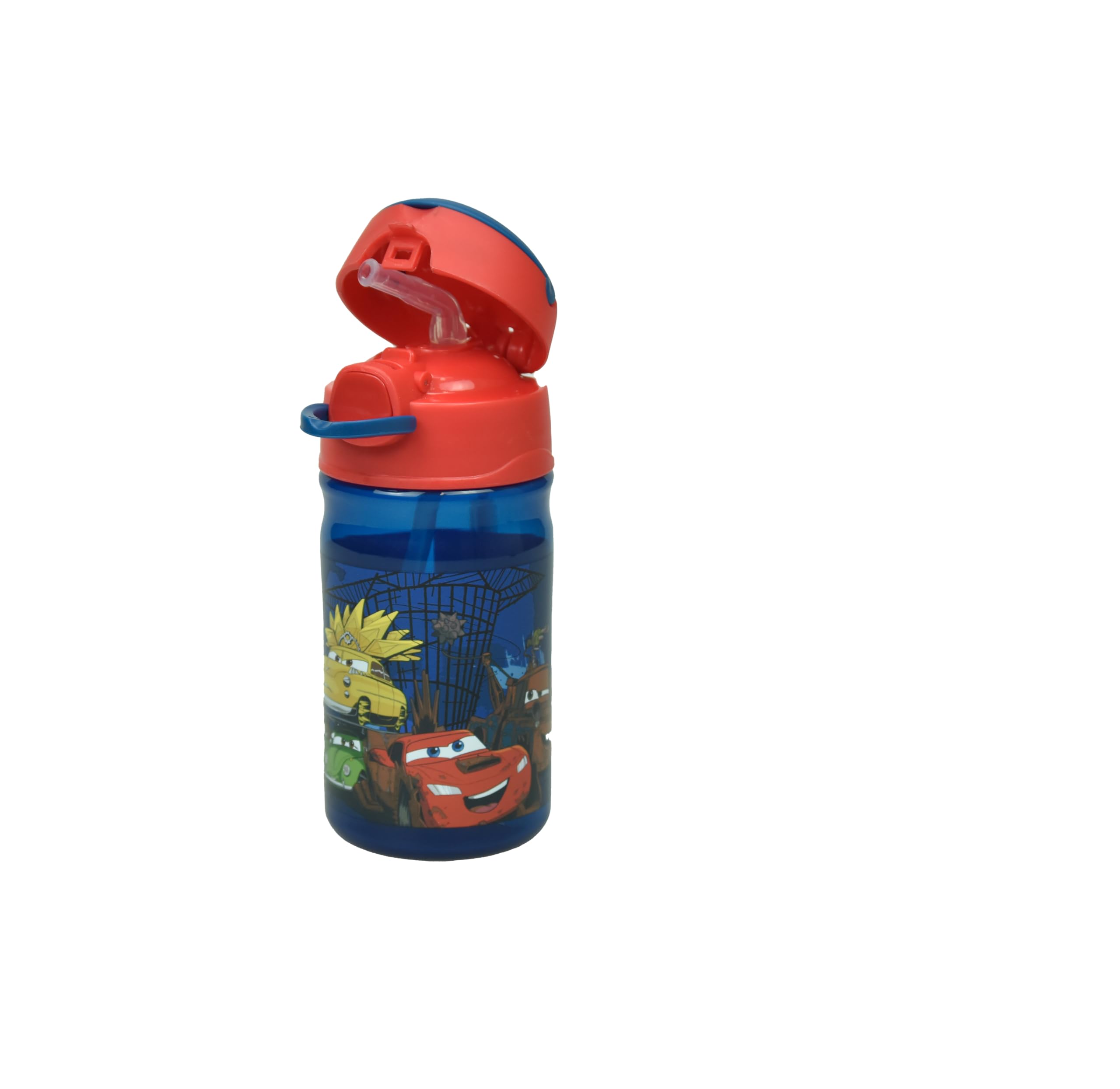 OM SUPPLIES Cars Characters Reusable Sipper Water Bottle Drink Bottle with built-in handle for Easy Carry School Lunch Kids Childrens 350ml (Cars) - Image 2