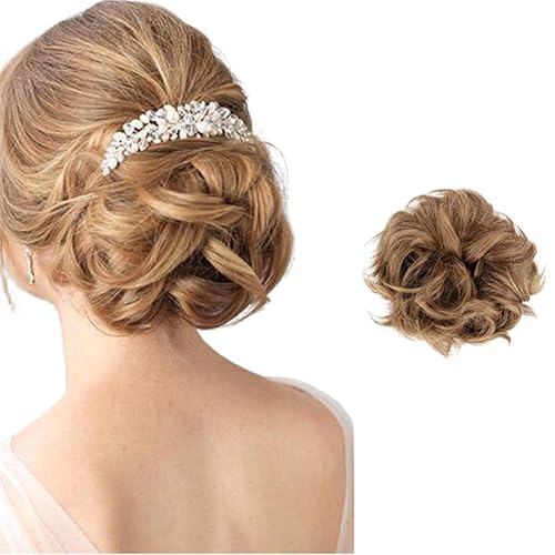 Miniatura 1 de Extensiones de cabello desordenado, coleta, peinado recogido, Moño, Marrón Jengibre