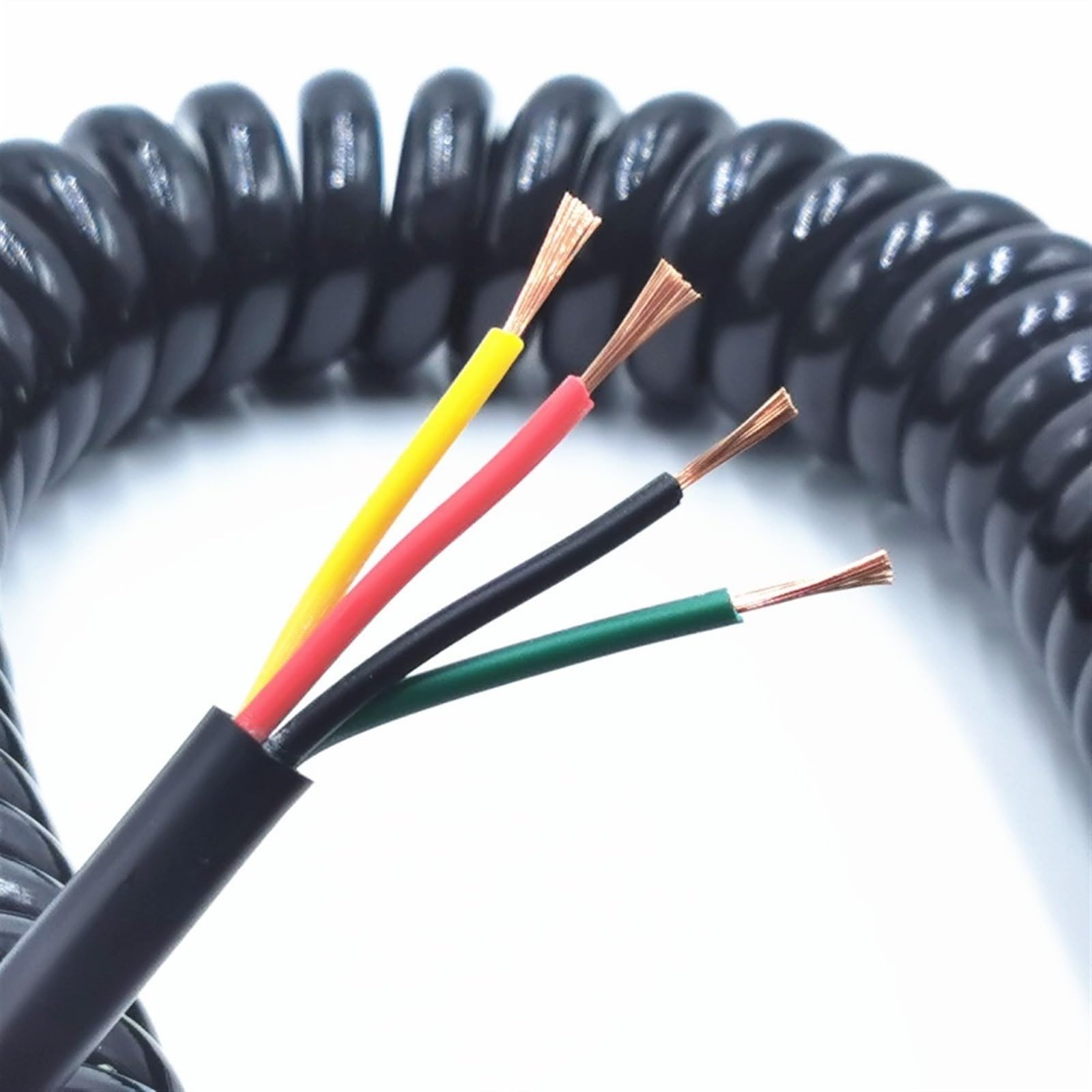 4-żyłowy czarny przedłużacz sprężynowy spiralny 20AWG 24AWG 17AWG 14AWG Kabel 2,5 metra metrów 7(Line length 7.5 meter)