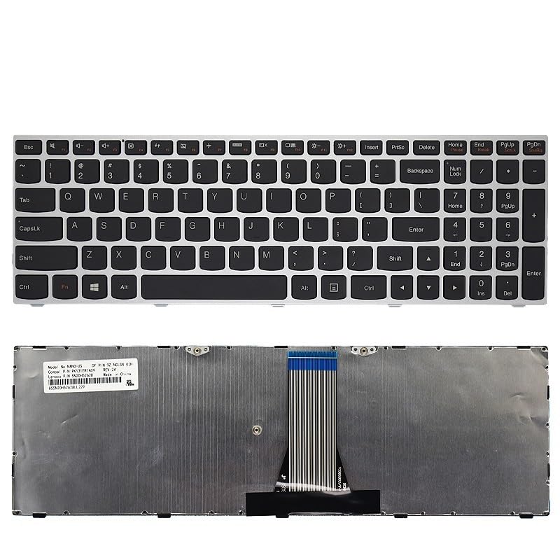 Clavier portable Lenovo Flex 2 15 15D MP-13Q13US-686 PK1314K1A00 argent US