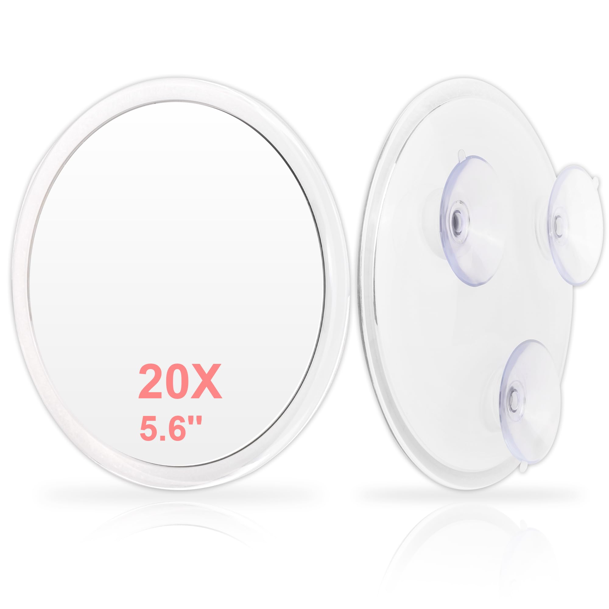 JUNUNDJING Espejo Aumento 20x, Espejo de Aumento con 3 Ventosa (14.2 cm), Espejo Aumento de Baño Maquillaje Tocador, Espejos Pequeño de Baño,para Maquillaje Ducha Depilación De Cejas,Familia y Viajes