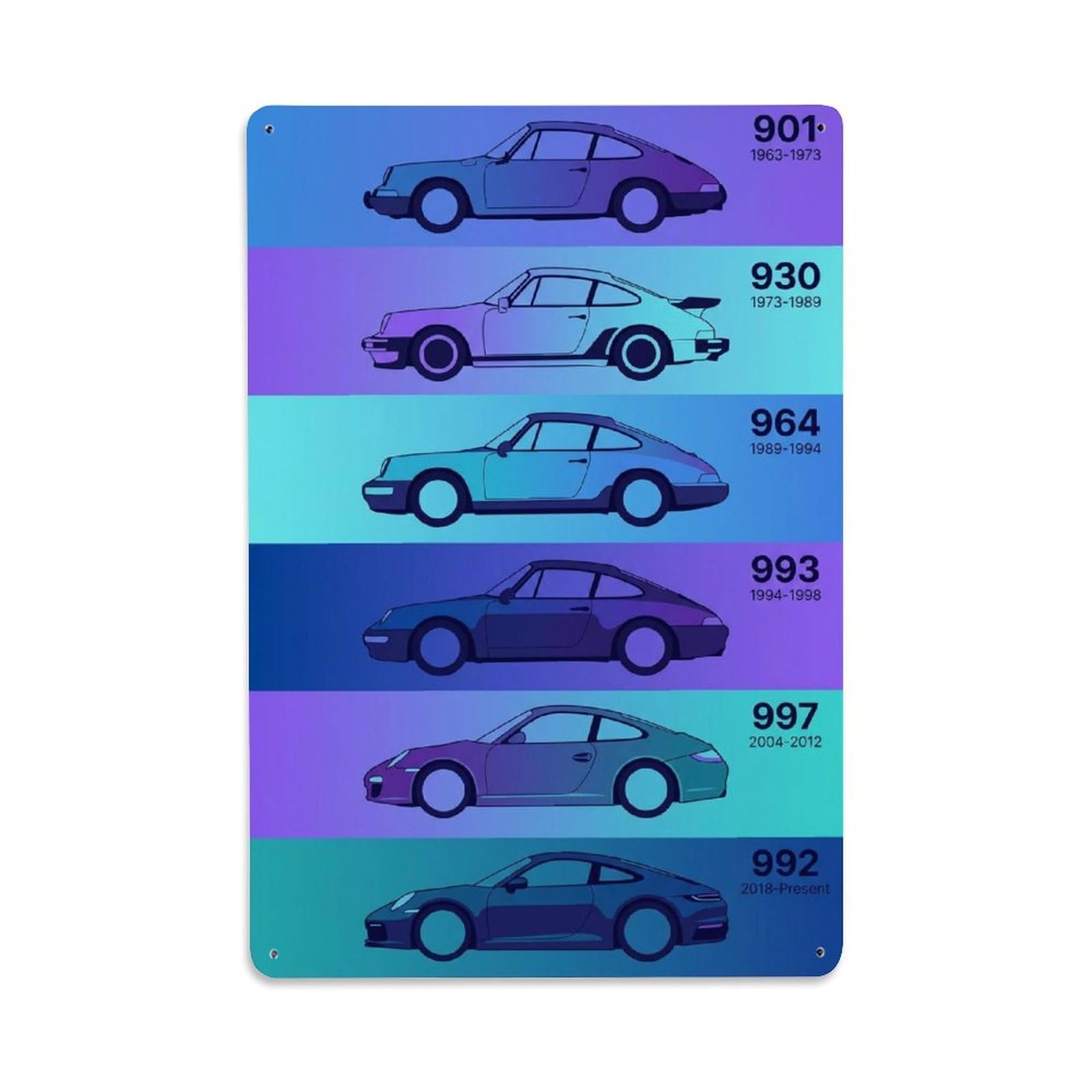 911 GT3 RS 930 964 993 Side Profile Track Racing Supercar Metal Tin Sign Plaque Wall Decor for Cafe, Man Cave, Club Bar, Office, Home Garden Round Metal Poster 8x12Inch