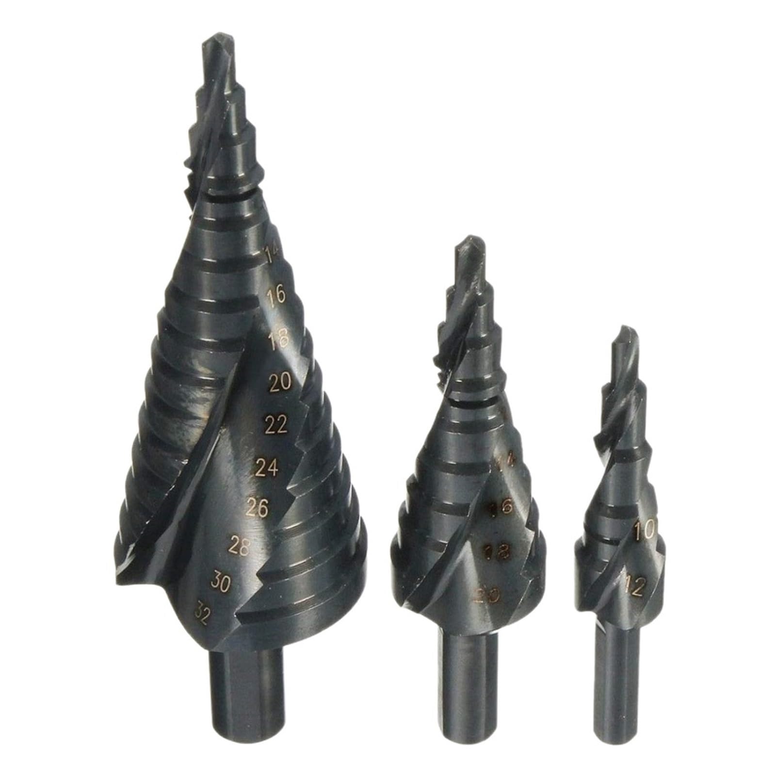 Broca escalonada ranurada en espiral, Brocas escalonadas de cobalto HSS, 3 uds., 4, 32MM, acero de alta velocidad