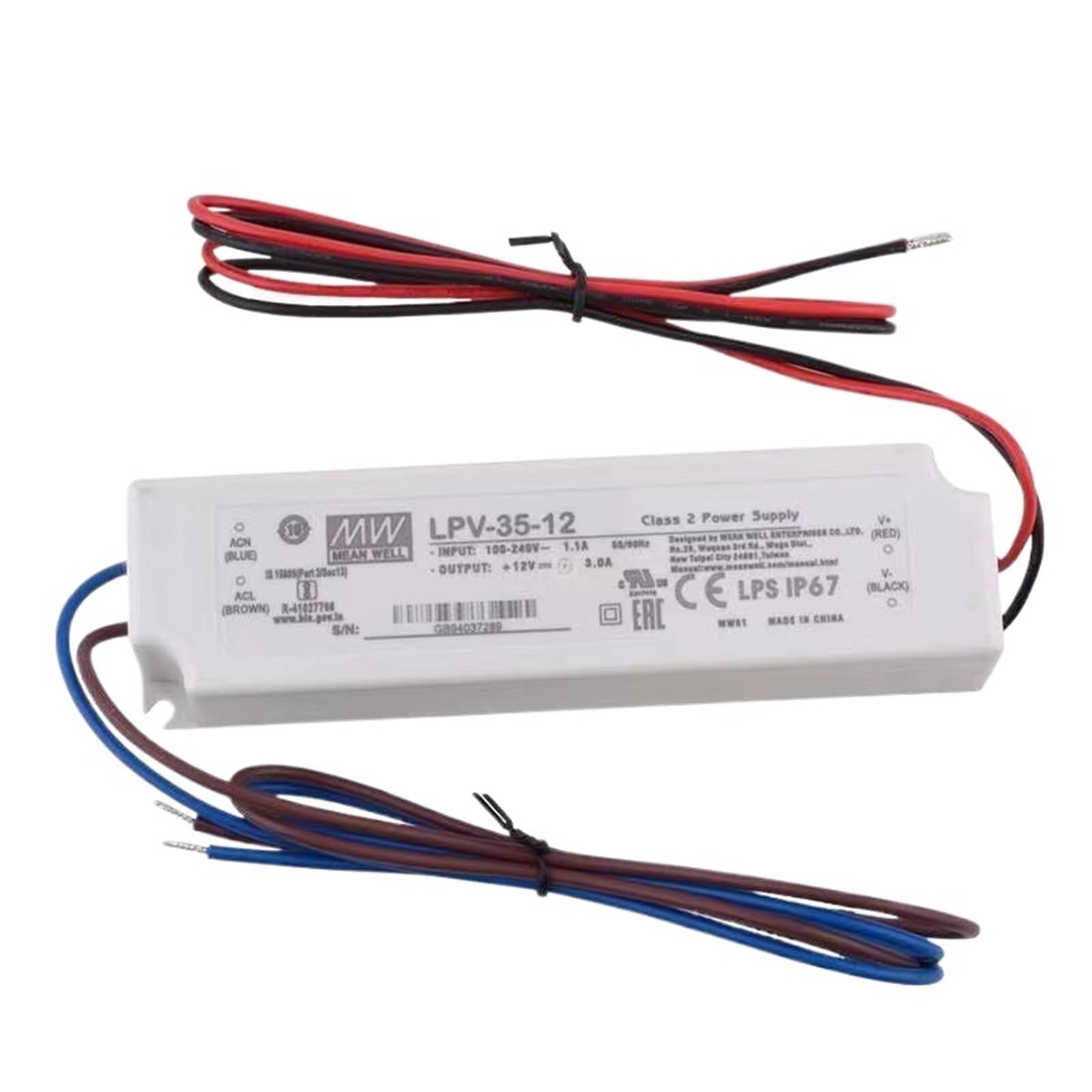 LPV-35-12 12V 3A 35W Single Output Switching Power Supply Water proof IP67 Suitable for LED