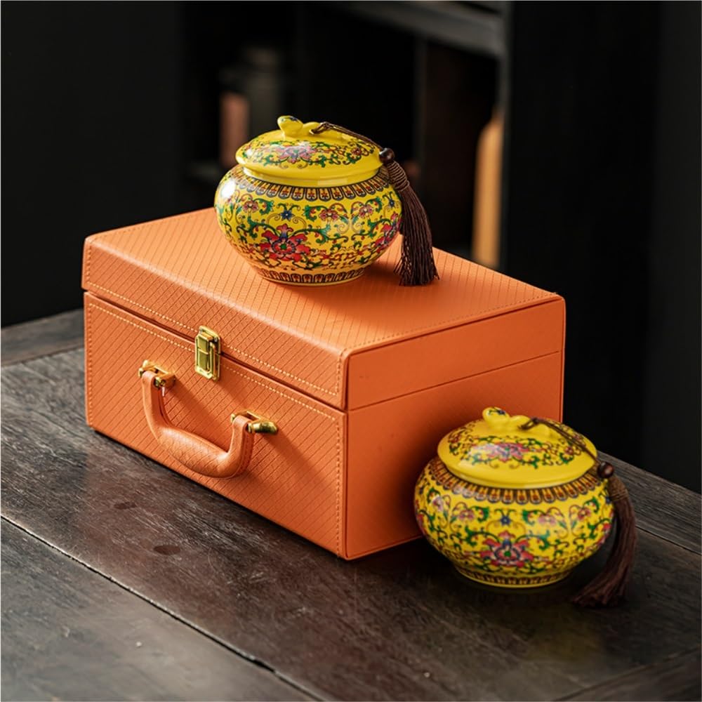 Set Da Tè Contenitore for la conservazione del tè sfuso in ceramica, barattolo sigillato, barattolo for la conservazione dei condimenti da cucina, set di scatole regalo con doppio barattolo for il tè
