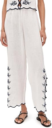 Cami NYC Womens Madrid Embroidered Linen Pants