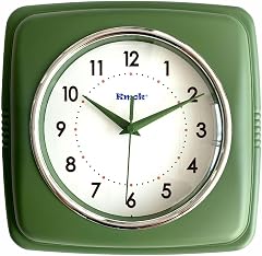 9 Retro Square Wall Clock, Silent, Forest Green | Battery Operated, Non Ticking, Easy to Read, for photo 9 Retro Square Wall Clock, Silent, Forest Green | Battery Operated, Non Ticking, Easy to Read, for