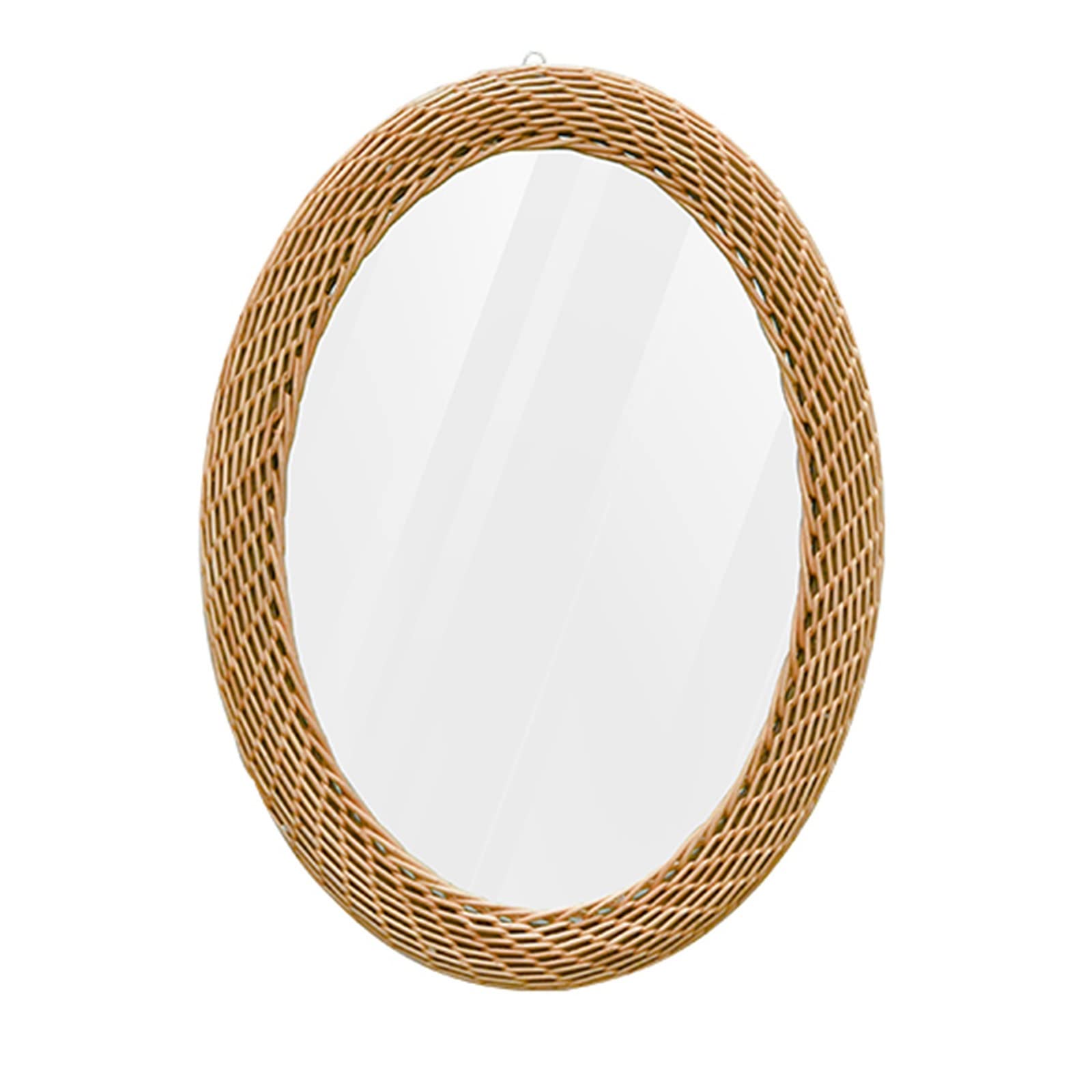 SXFSDOU Vintage Rattan Wall Mirror - Handwoven Decorative Frame for Living Room, Bathroom, Dorm Entryways Rustic Wicker Vanity Decor