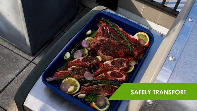 Image of Tovolo Steak Marinating Container Large Grill Marinade and Prep Tray Set for Meat Veggies Burgers, Dishwasher Safe BBQ Marinating Tray with Cover for Thawing Prepping or Serving 17x10.5 in