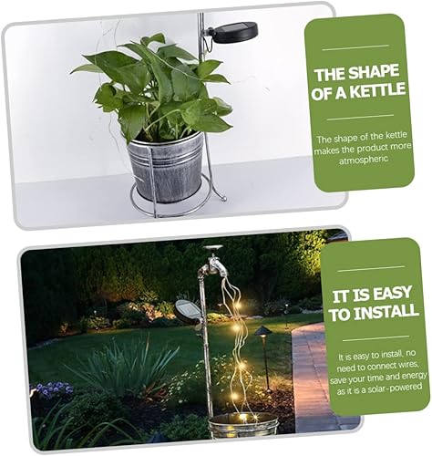 Miniatura 3 de Uonlytech Luz solar para cuartos para exteriores, luz solar para agua, regadera con luces de hadas, estaca de jardín, luces LED, decoración de