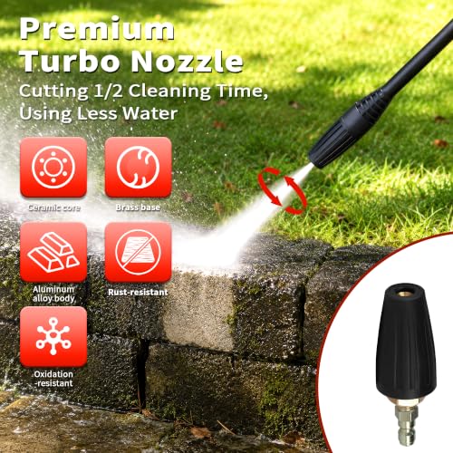 Image of 2026Upgraded Pressure Washer w /5 Quick Connect Nozzles, 35ft Power Cord w /GFCI, Inlet Hose & Filter& Soap Tank for Cars /Driveways /Home Cleaning, Bright Red