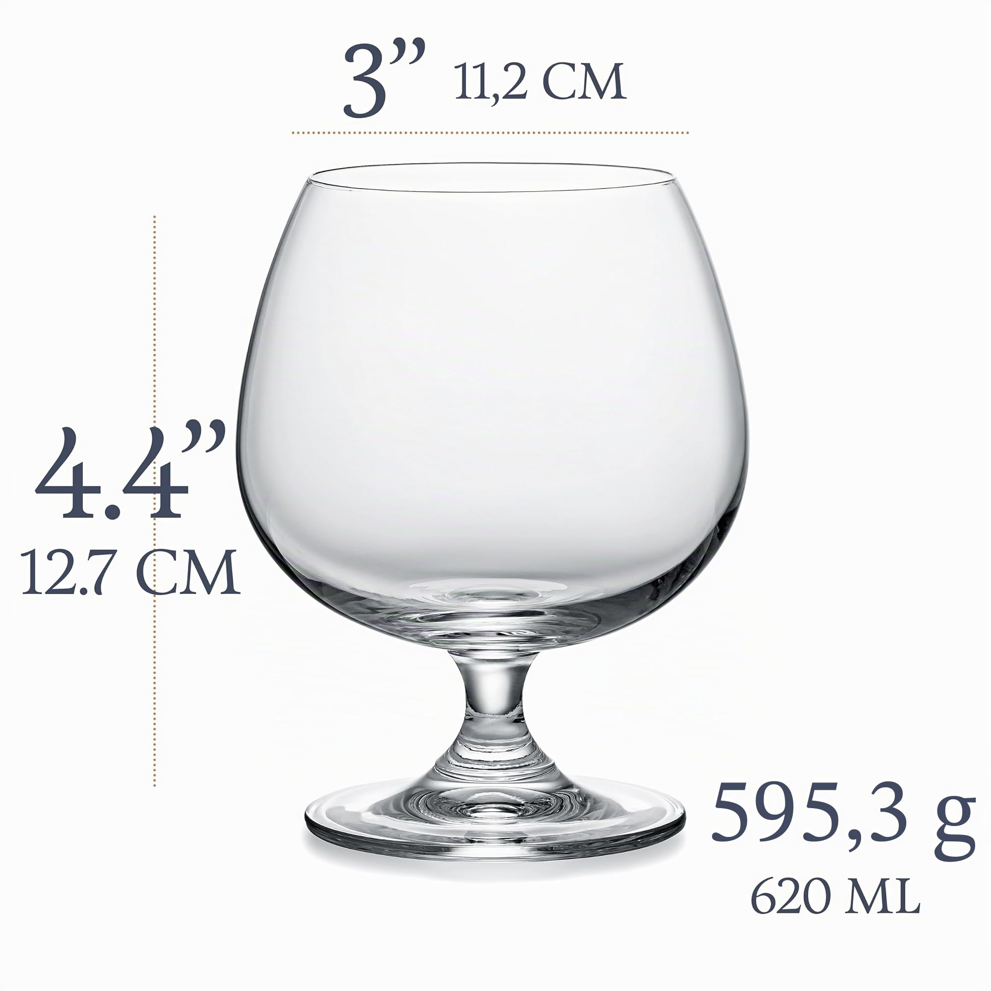 GLASSIQUE CADEAU Große 620 ml Brandy, Cognac und Armagnac Gläser | 2er Set | Kristall Spülmaschinenfest Cognacschwenker mit Kurzem Stiel | Cognacgläser Geschenkset