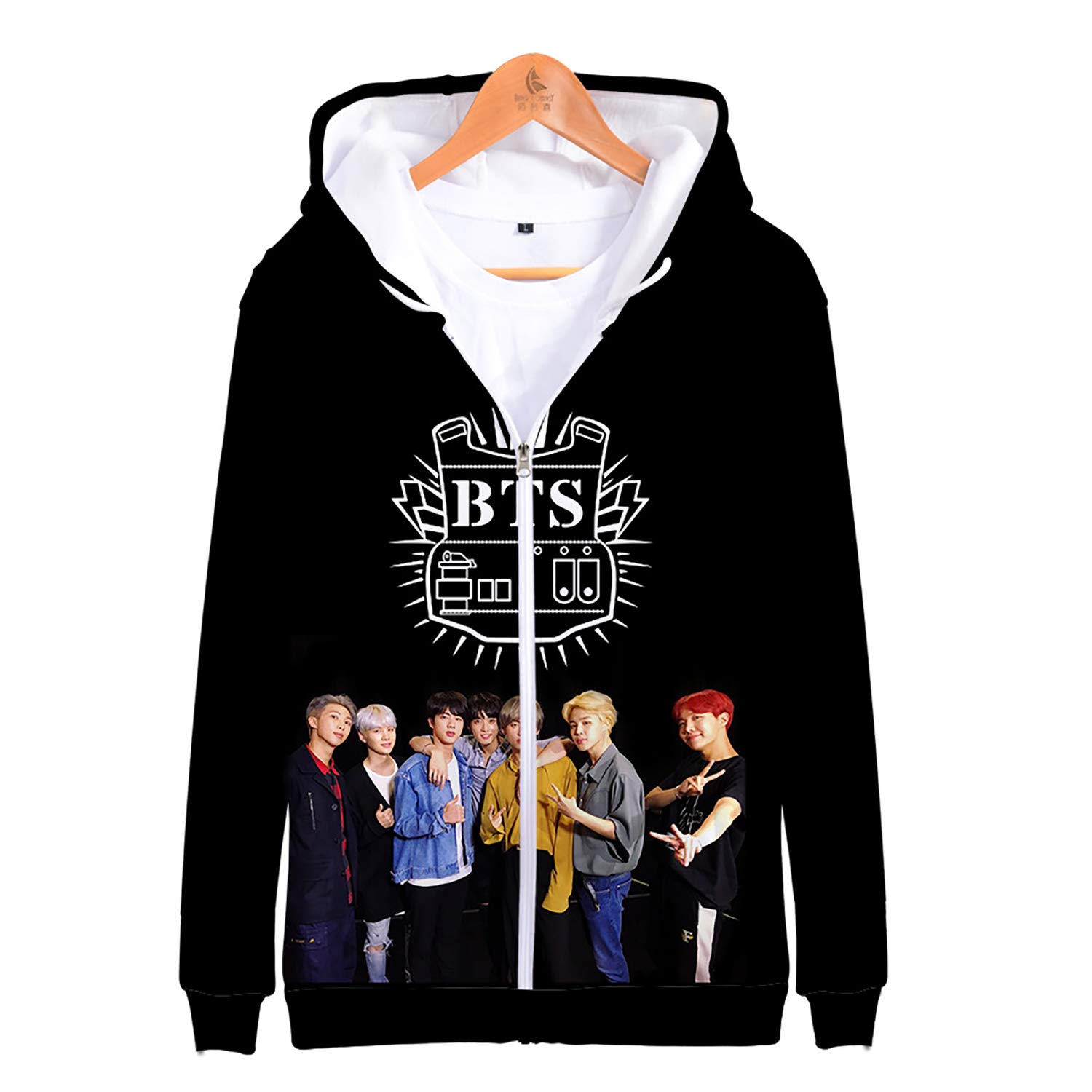 JUNG KOOK Kpop BTS 3D Jacket Hoodie Suga Jimin Jin V Zipper Sweater Coat