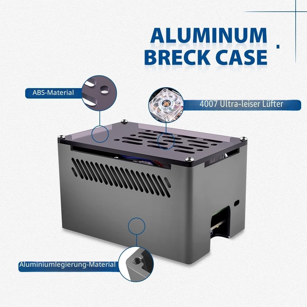 GeeekPi Aluminium NAS Gehäuse mit Ice Tower Kühler,M.2 SATA SSD Adapterplatine, Passive Gehäuse mit 4007 Ultra-Quiet PWM Lüfter für Raspberry Pi 4 Model B 2GB 4GB 8GB