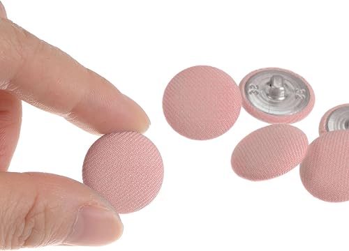 Miniatura 4 de HARFINGTON 10 botones de tela de 32L cubiertos de tela de 0.787 in, botones de costura redondos de metal para trajes blusas de vestir, color rosa