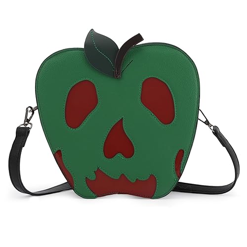 Fecialy Halloween Poisoned Apple Crossbody Bag Funny Shoulder Bag Novelty Handbag Pu Leather Purse - Green