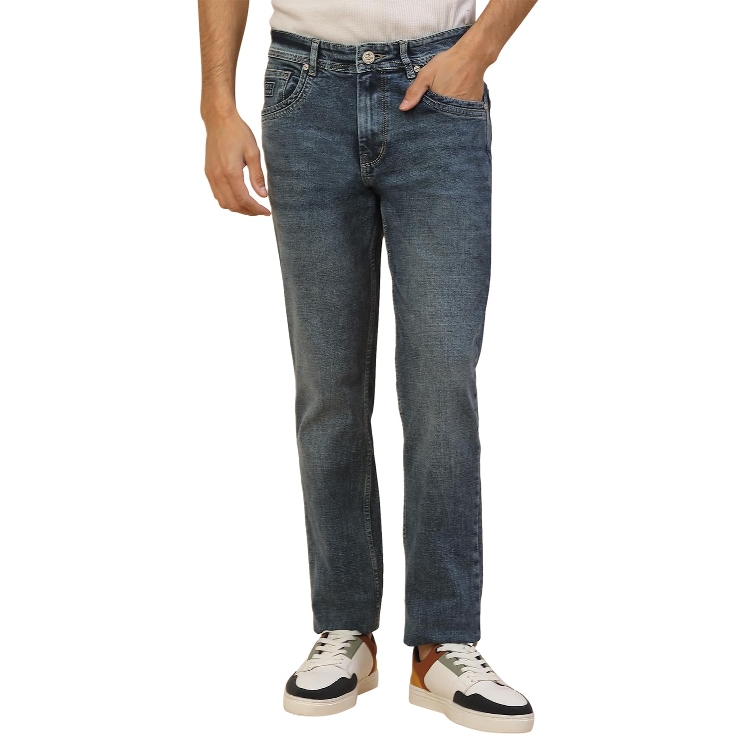 cantabil Denim Jeans for Men Straight Fit Polycotton Fabric Solid Pattern-picture-14