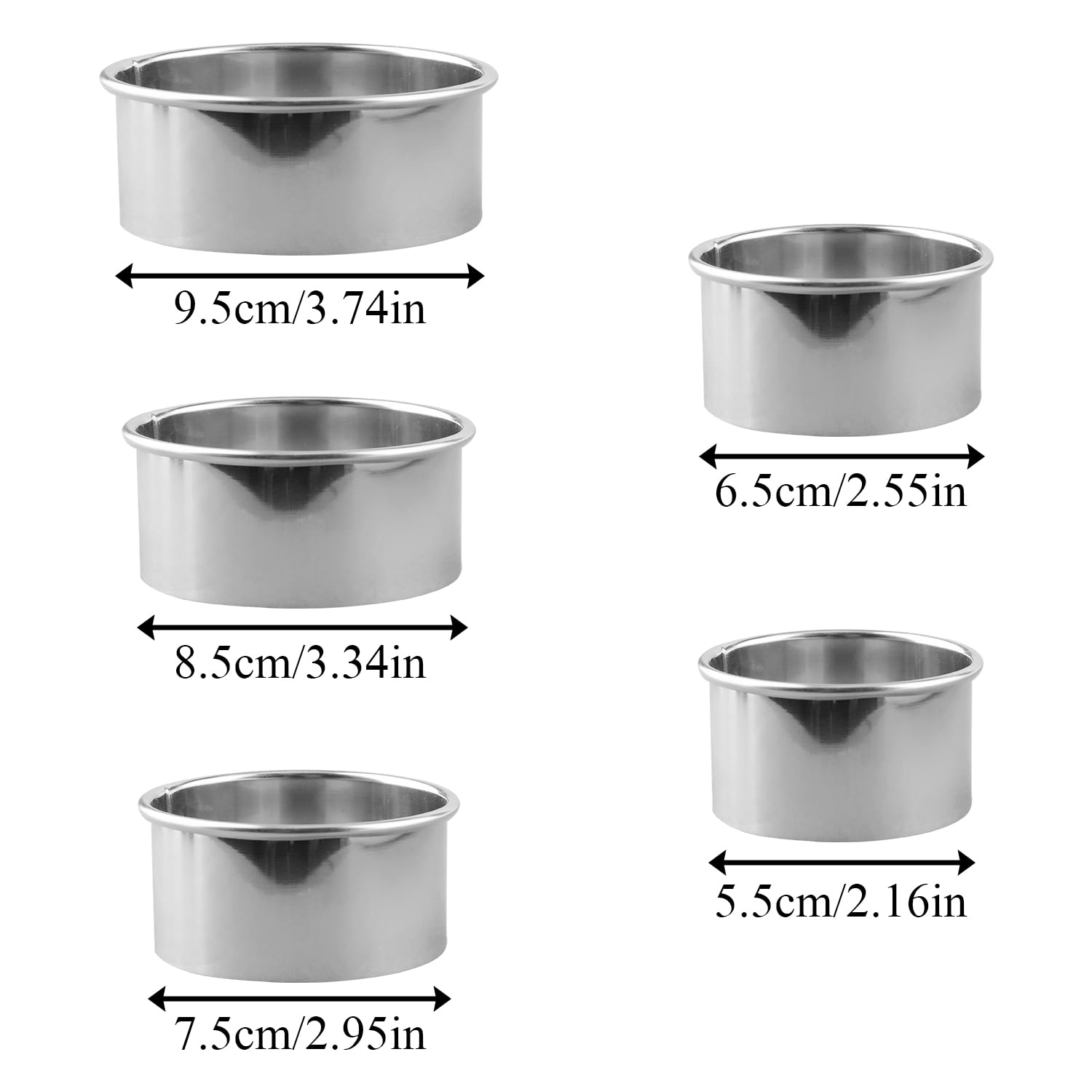 Tabanzhe Round Cookie Cutter Set-5PCS Pastry Cutters Ring Biscuit Mini Cake Moulds Rings Stainless Steel Metal Baking Circle for Donut Pies Scone Mousse Fondant Making DIY - Image 2