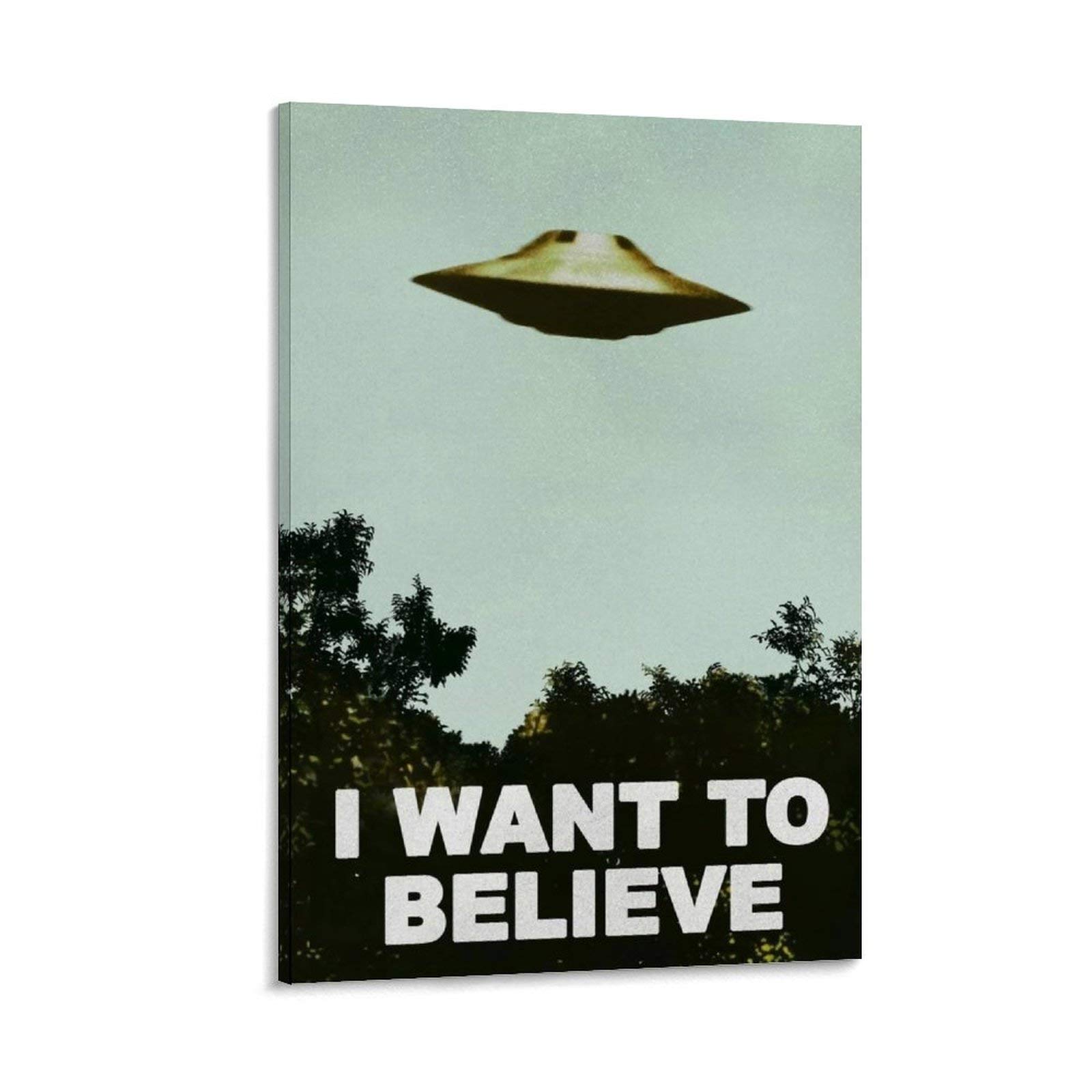 Hellove Frame-Style1 Ufo Alien Poster I Want To Believe Poster Decorative Painting Canvas Wall Posters And Art Picture Print Modern Family Bedroom Decor Posters 16X24inch(40X60cm)