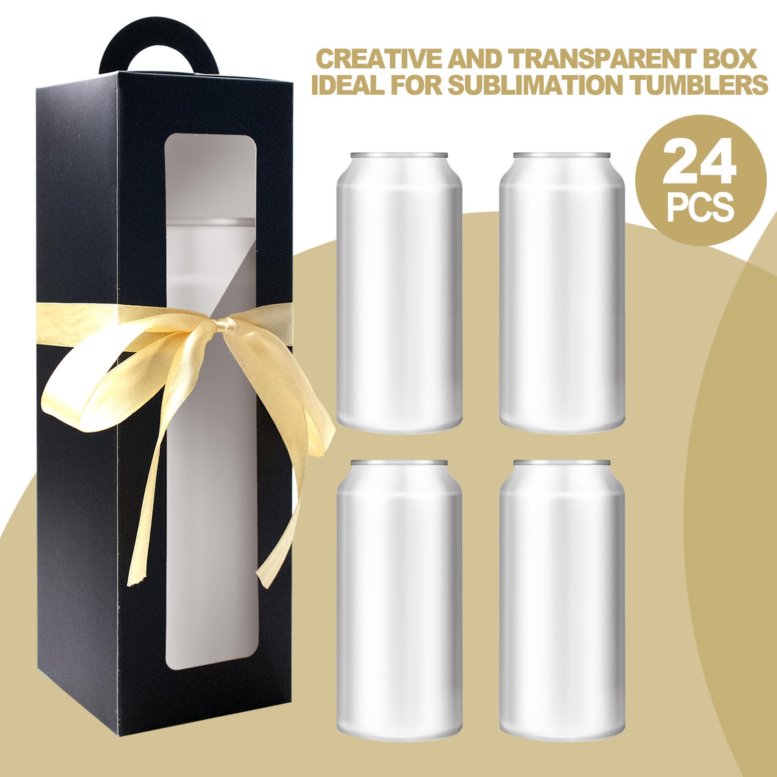SENONAPO 30 Stück Geschenkbox-Sublimationsgläser mit Griff und Schleife, Geschenk-Box, 27,9 x 8,6 x 8,6 cm, Weinflaschenverpackung, Verpackung für Heißpresse, Rohlinge, Flasche, transparente