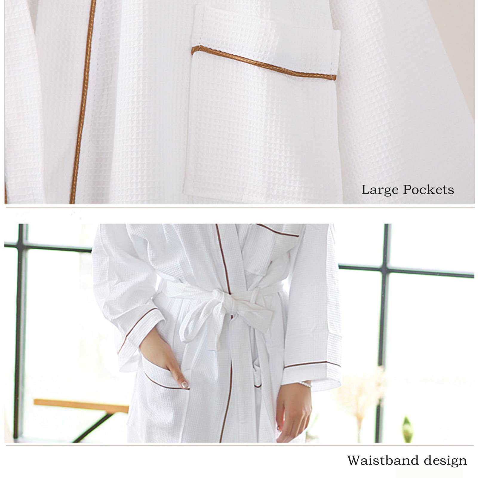 Accappatoio Donna, Vestaglia in Puro Cotone Unisex per Uomo E Donna, Nido d'Ape Camicia da Notte,Sottile Abbigliamento da Casa, per Spa Vacanza (L)