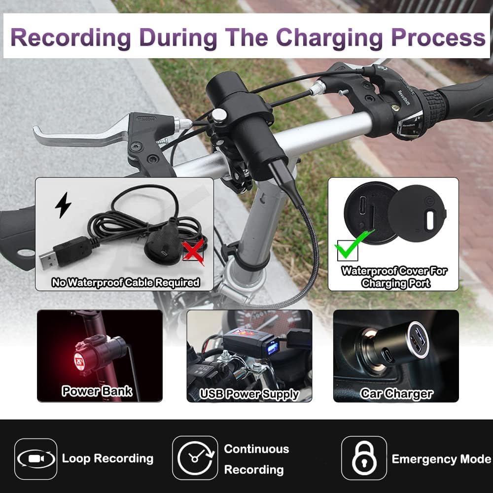 VSYSTO Fahrrad Kamera 2K Ultra High Resolution 170° Weitwinkel WDR Helm Dashcam Wasserdicht Motorrad Aktionskamera G-Sensor