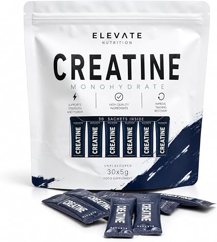Elevate Nutrition Creatine Monohydrate Sachets 30 x 5g | Pre-Measured Servings, No Scoop Needed, Portable Sachets, Unflavoured