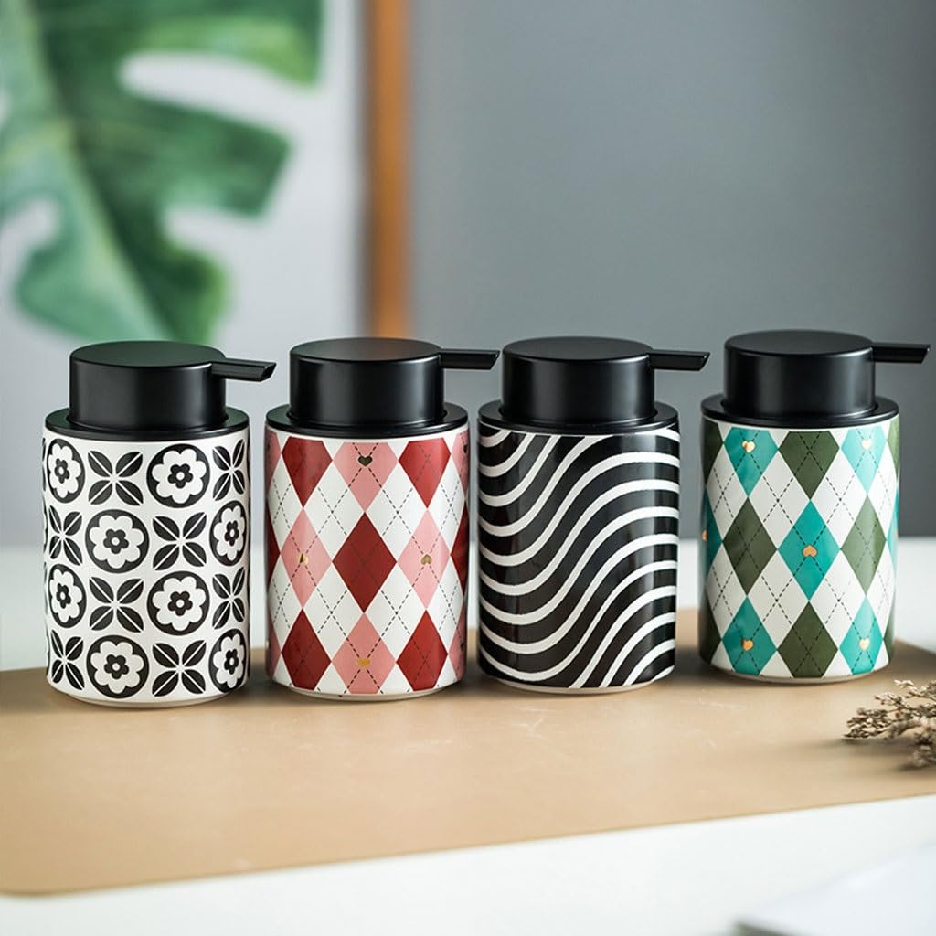 Dozowniki mydła typu push wzór kwiatowy design ceramiczny dozownik balsamu pojemnik na mydło w płynie wielokrotnego użytku dozownik mydła dozownik mydła do łazienki (B)