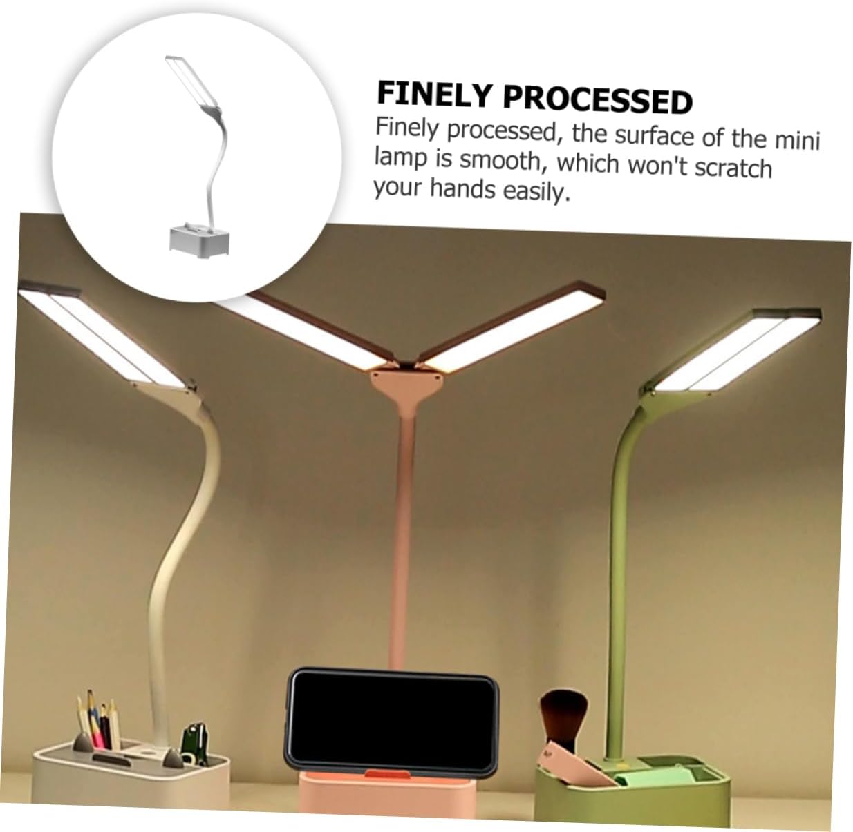 Lurrose 1set Dual- Led Book Light for Students Portable USB Reading Lamp Eye- Modern Desk Light for Home Office Bedroom