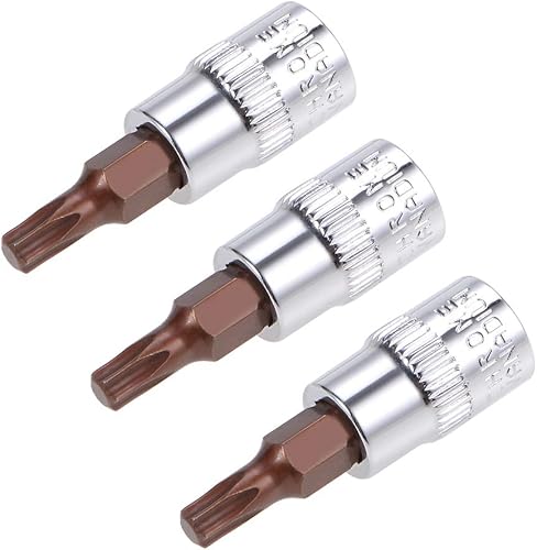 uxcell 3 piezas de 14 pulgadas de unidad x T20 Torx zócalo, brocas de acero S2 CR-V sockets 1.496 in longitud uso con llave de trinquete, barra