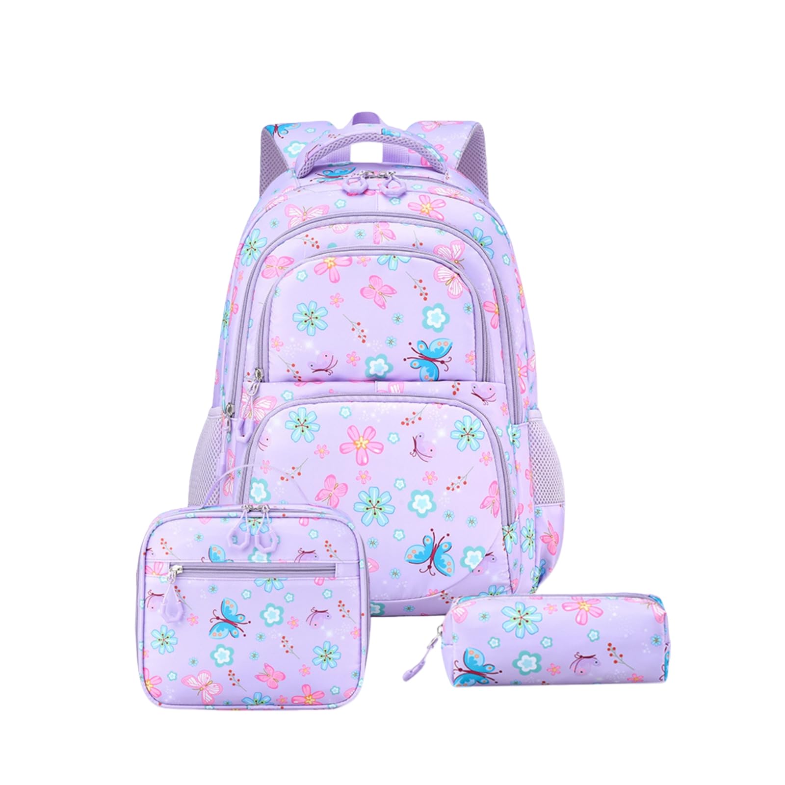Zaino 3 Pezzi Colore Casual Set più Tasche Collegio All'aperto Camping Borsa di Viaggio Viaggio-Purple 3pcs