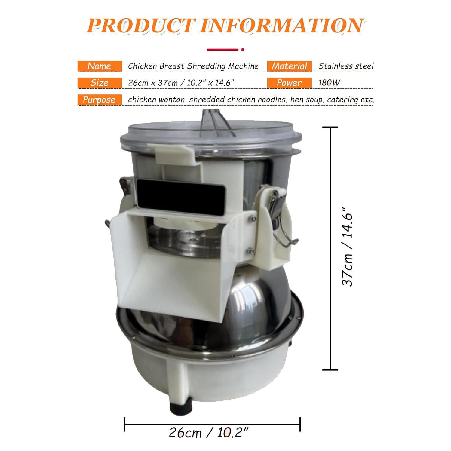Elektrischer Hähnchen-Zerkleinerer, Hähnchen-Zerkleinerer 180 W, 240 Lb/H, Automatischer Fleischzerkleinerer Für Gekochte Hähnchenbrust Mit Motor Mit Großem Drehmoment