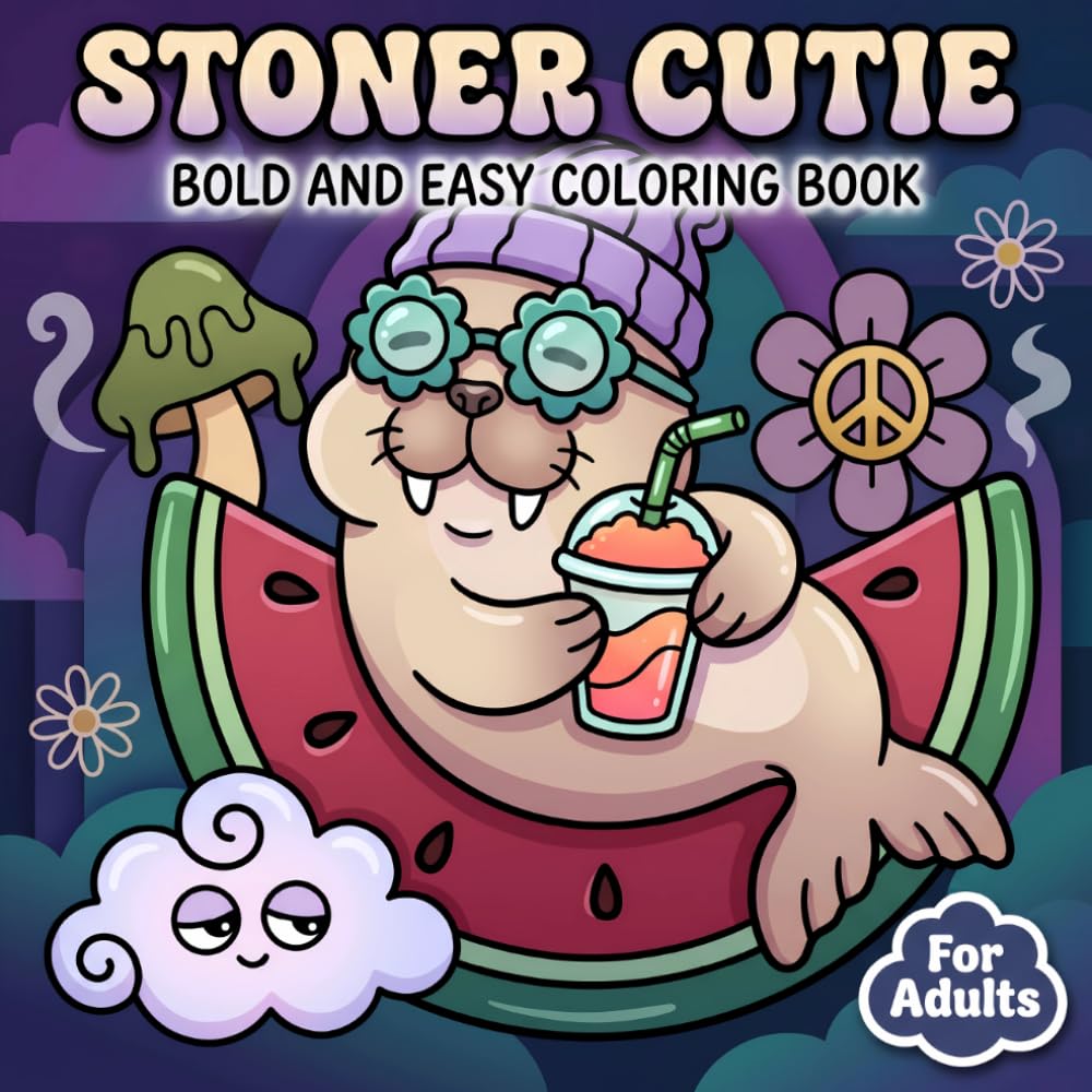 Stoner Cutie Coloring Book: Playful Trippy Animal Art With Bold Simple Pages For Calm Evenings, Creative Breaks, And Feel-Good Relaxation