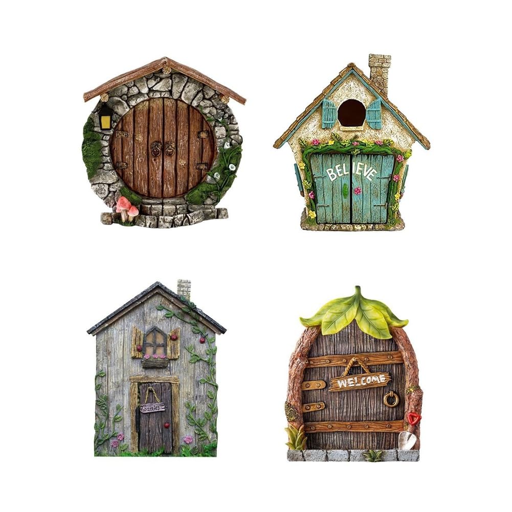 Vjsujehgy Mini Door Miniature Door Statue Suitable for Courtyard Garden Door Tree Sculpture