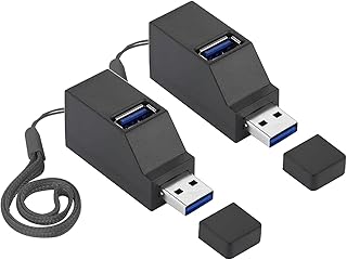 USB Port Splitter,3 Port USB 2.0 hub Dock [2 Pack] Mini USB Hub, 3 Port 3.0 USB Hub High Speed Splitter Plug and Play, USB Splitter Adapter Portable for PC, Laptop - Black