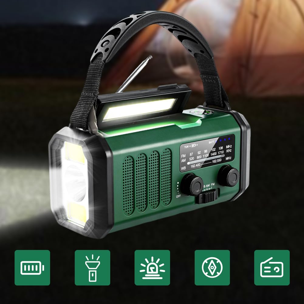 Awaryjne radio korbowe 20000mAh solarne z latarką do czytania latarką SOS radio alarmowe na kemping