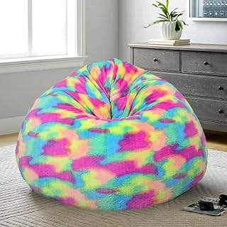 New Tie-Dye Rainbow Bean Bag Chair Cover for Kids and Adults - Luxurious and Soft Cover for Home and Office - Easy to Clean and Durable Materials - Versatile Seating for Lounging, Reading, and More