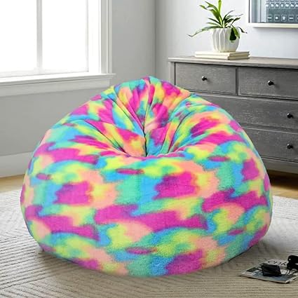 New Tie-Dye Rainbow Bean Bag Chair Cover for Kids and Adults - Luxurious and Soft Cover for Home and Office - Easy to Clean and Durable Materials - Versatile Seating for Lounging, Reading, and More