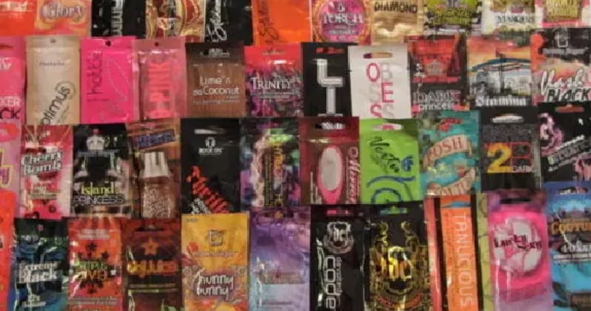 10 NEW ASSORTED INDOOR TANNING BED LOTION, PACKETS SAMPLES PACKETTES