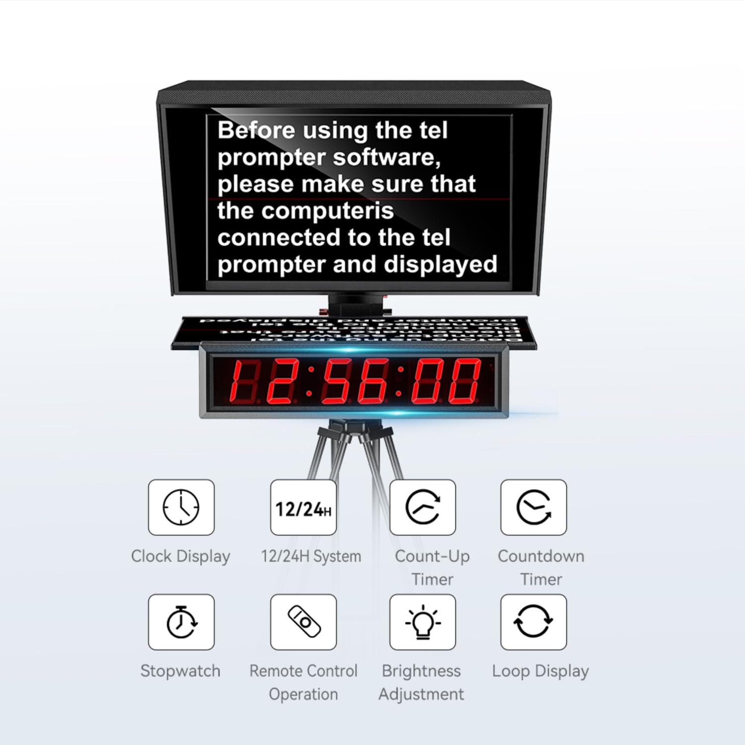 DESVIEW DT22 Teleprompter, 22 Zoll Full HD Großbildschirm, Professioneller Prompter mit Stativ für Kameras/DSLR/Smartphones, Ideal für TV-Studio, Live-Streaming (Not Included Base Rollers and Tripod)