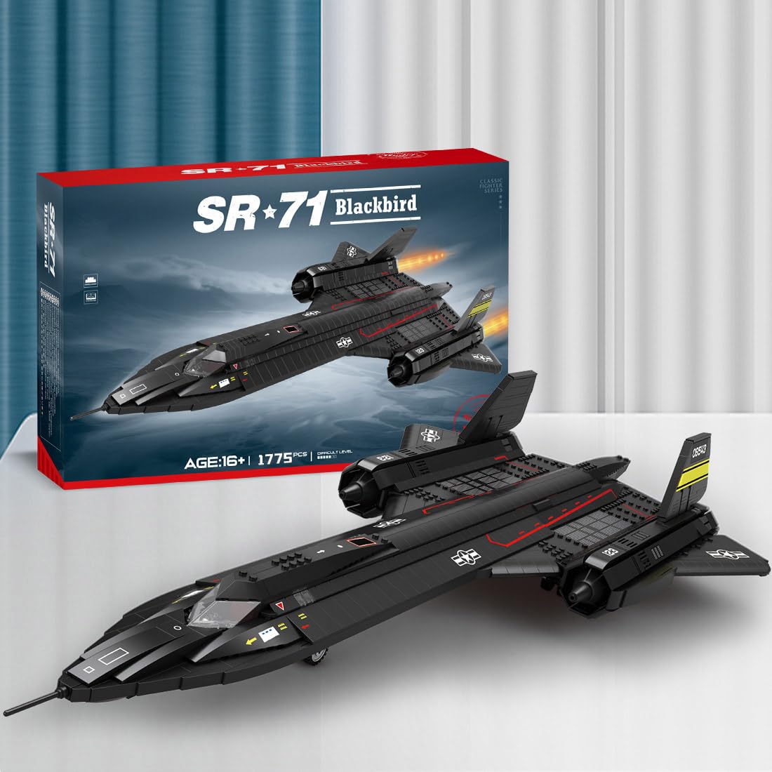 SR71 Kampfjet Bausteine Set, 1775 Stück Blackbird Klemmbausteine Militär Flugzeug, Kampfflugzeug Modellbausatz für Erwachsene